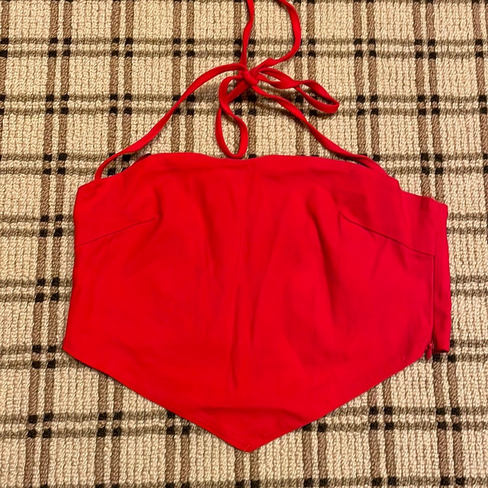 red matching skirt set